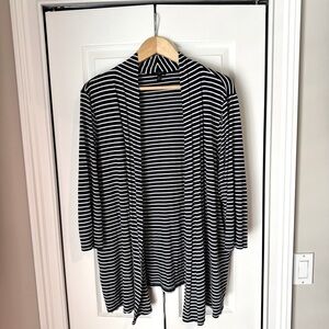 Talbots Woman Lightweight Black and White Striped Open Cardigan Size 3X
